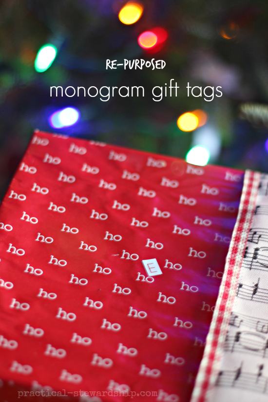 Re-purposed monogram gift tags