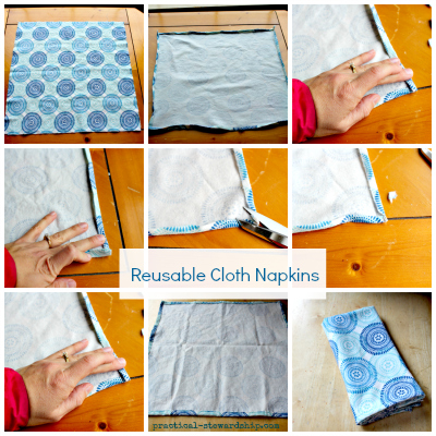 How to Sew Reusable Cloth Fabric Napkins Using Scrap Fabric