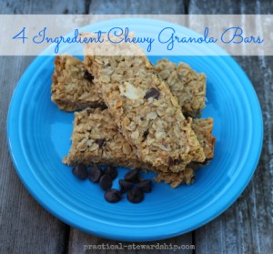 4 Ingredient Chewy Granola Bars