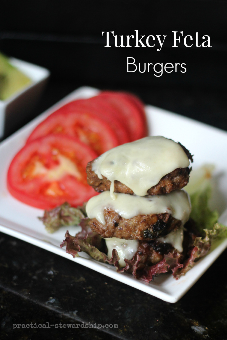 Turkey Feta Spinach Burgers with Cheese