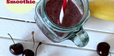 Cherry Banana Smoothie in a Mason Jar Glass