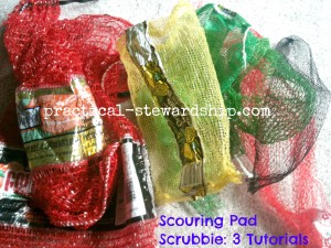 Re-purposed Mesh Bags to Scouring Pad Scrubbies