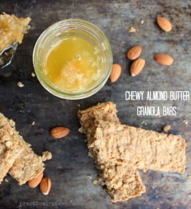 4 Ingredient Chewy Almond Butter Granola Bars, GF, DF