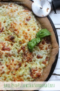 Basil Pesto Pizza with a Sourdough Crust