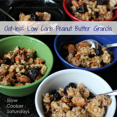 Oat-less Low Carb Peanut Butter Granola in the Crock-pot