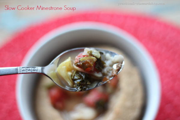 Crock-pot Minestrone Soup in a Bread Bowl