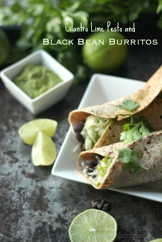 Cilantro Lime Pesto and Black Bean Burrito with Cilantro