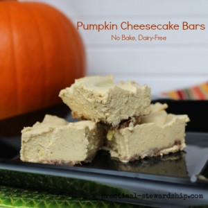 Pumpkin Cheesecake Bars No Bake Dairy-Free