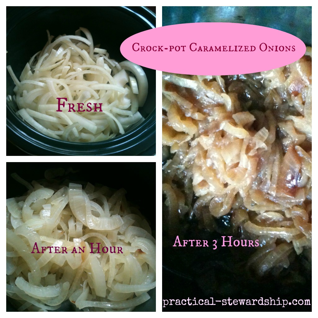 Caramelized Onions in the Crock-pot  Collage @ practical-stewardship.com