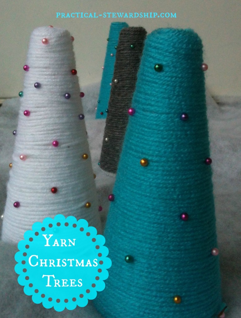 Yarn Christmas Tree Cones @ practical-stewardship.com