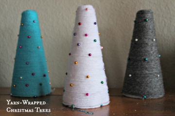 Yarn-Wrapped Christmas Trees