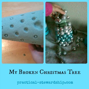 Broken Ornament Christmas Tree Collage