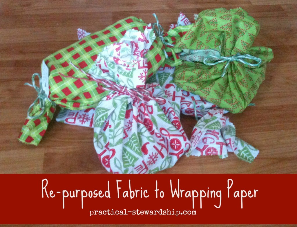 Re-purposed Christmas Fabric to Wrapping Paper @ practical-stewardship.com