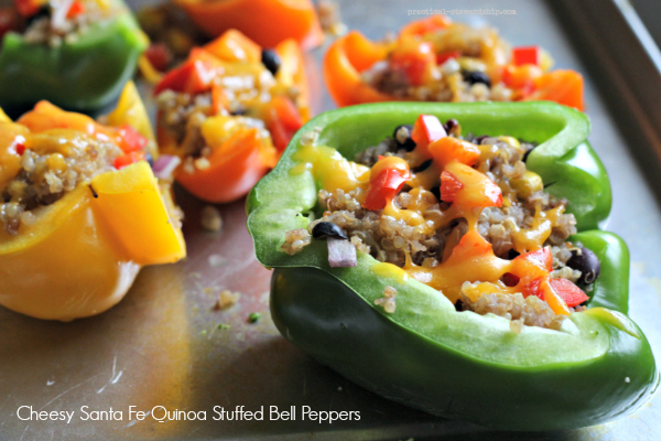 Cheesy Santa Fe Quinoa Stuffed Bell Peppers