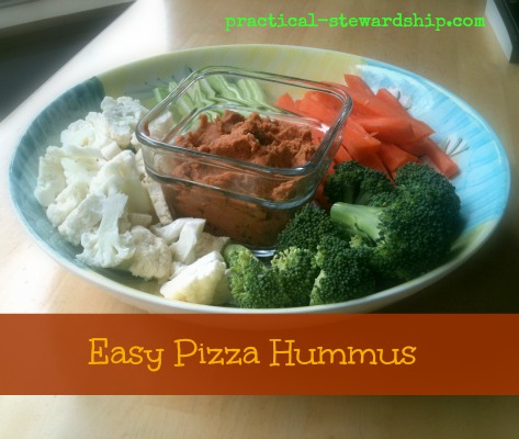 Easy Pizza Hummus @ practical-stewardship.com