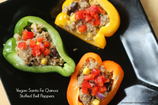 Santa Fe Quinoa Stuffed Bell Peppers, Vegan