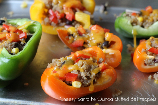 Cheesy Santa Fe Quinoa Stuffed Bell Peppers