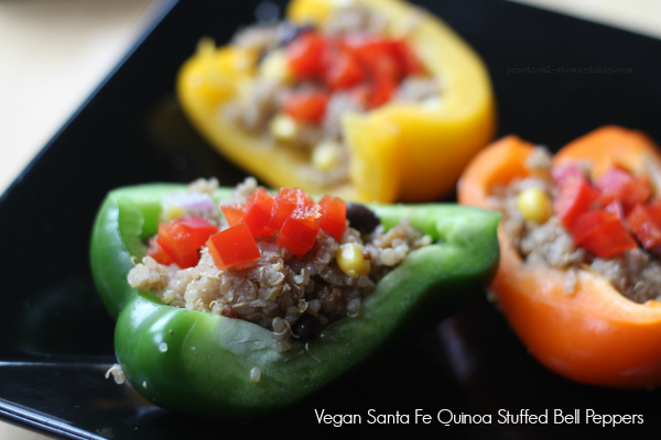 Santa Fe Quinoa Stuffed Bell Peppers, Vegan