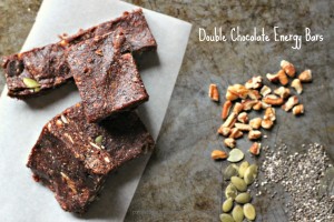 Double Chocolate Date Energy Bars, Raw, Vegan, Gluten-free