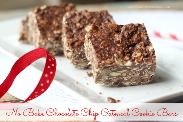 No Bake Chocolate Chip Oatmeal Cookie Bars