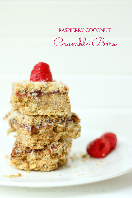 Raspberry Coconut Crumble Bars Stacked