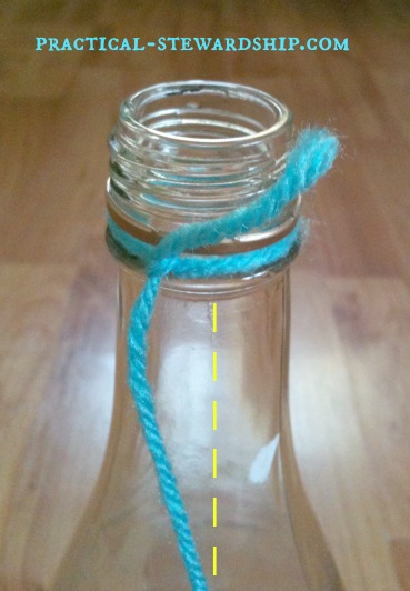 Bottle: Dotted line of the Yarn Wrapped Bottle @ practical-stewardship.com