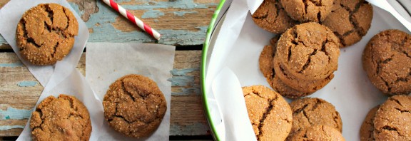 Molasses Ginger Crinkle Cookies, Egg-free, dairy-free