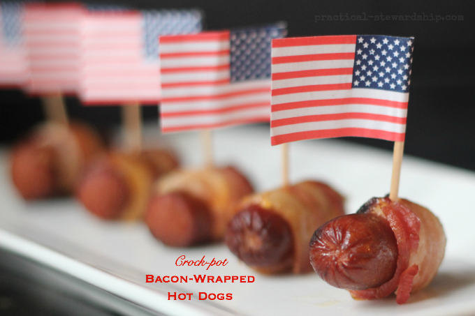 Crock-pot Bacon-Wrapped  Hot Dogs