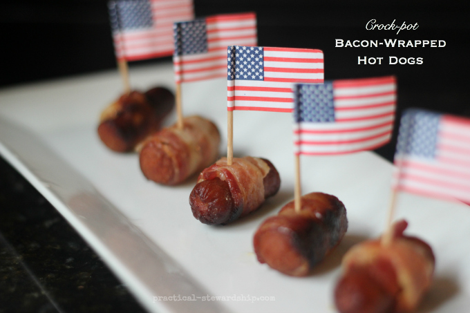 Crock-pot Bacon-Wrapped Hot Dogs