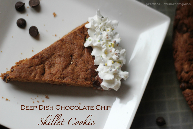 Deep Dish Whole Wheat Chocolate Chip Skillet Cookie
