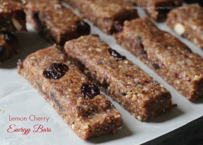 Lemon Cherry  Energy Bars | practical-stewardship.com