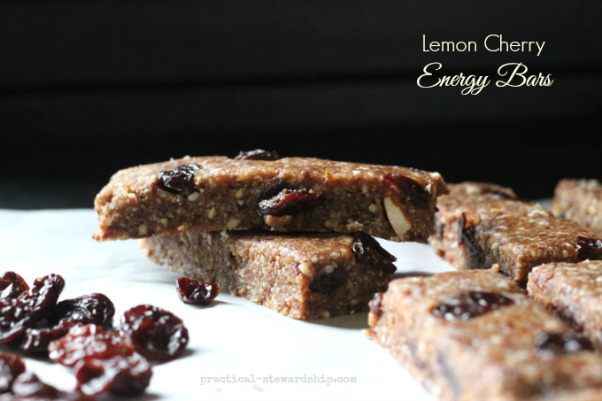 Lemon Cherry Energy Bars | practical-stewardship.com