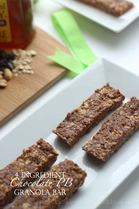 4 Ingredient No Bake Chocolate Peanut Butter Granola Bar