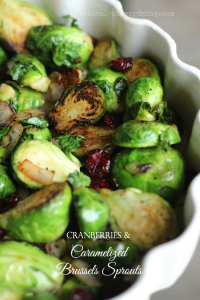 Caramelized Onions and Brussels Sprouts with Cranberries