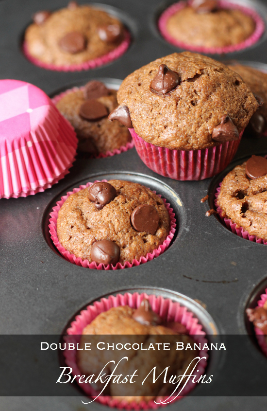 Double Chocolate Banana Breakfast Muffins Recipe Above