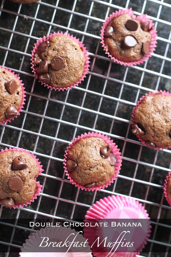 Double Chocolate Banana Breakfast Muffins Recipe Above