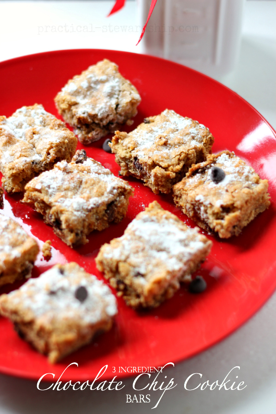 3 Ingredient Chocolate Chip Cookie Bar