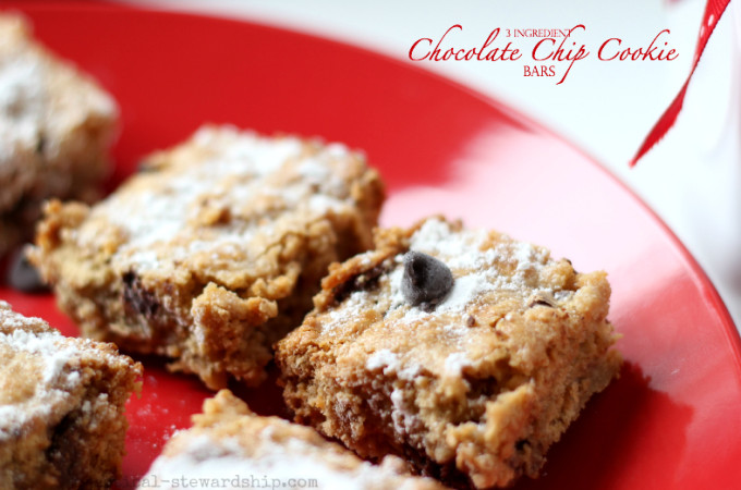 Three Ingredient Chocolate Chip Cookie Bars