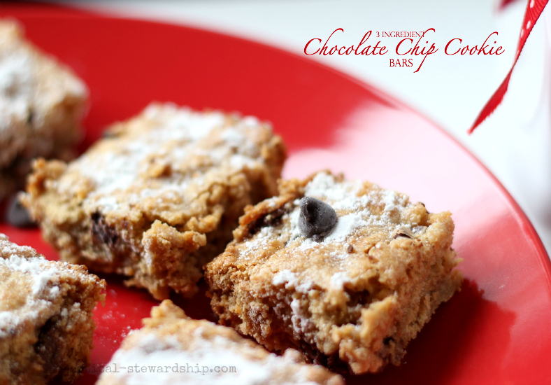 Three Ingredient Chocolate Chip Cookie Bars