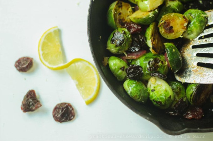 Caramelized Brussels Sprouts with Lemon and Cherries