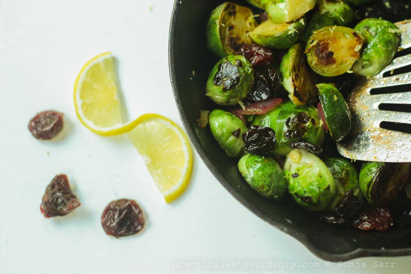 Caramelized Brussels Sprouts with Lemon and Cherries