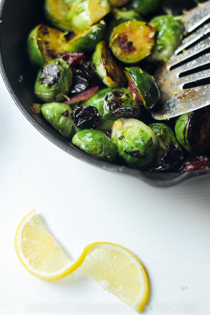 Caramelized Brussels Sprouts with Lemon and Cherries-2