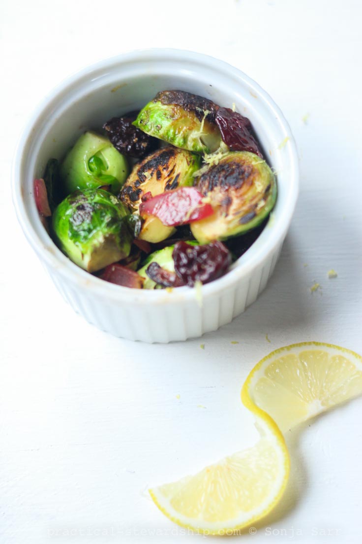 Caramelized Brussels Sprouts with Lemon and Cherries-3
