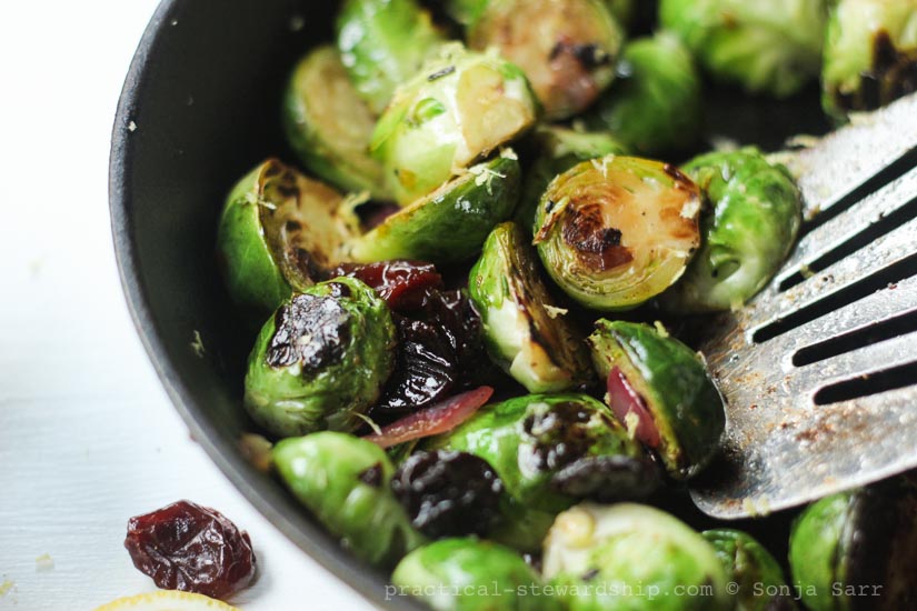 Caramelized Brussels Sprouts with Lemon and Cherries-5